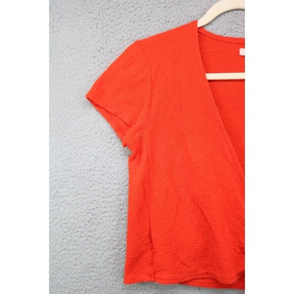 Madewell Orange Short Sleeve Wrap Top-Size Medium-Tie Front - Picture 3 of 10